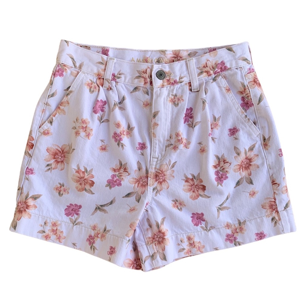 American Eagle Outfitters High Waisted Floral Print Denim Shorts